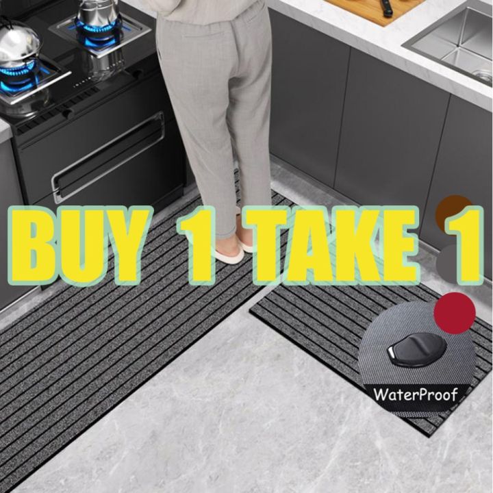 Long Kitchen Mat Waterproof and Oil-proof Kitchen Floor Mat Anti-fatigue  Foot Pad Anti-slip