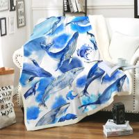 (Free custom diy)3D three-dimensional whale theme customized cashmere decorative blanket for winter sofa, Selimut Bulu Sherpa Duvet(Multiple sizes and styles are available in stock)