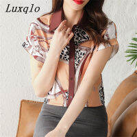 Luxqlo เสื้อผ้าเสื้อพิมพ์ลายผู้หญิงแฟชั่นใหม่ฤดูร้อนเสื้อผู้หญิงเสื้อหลวมๆสบายๆคอเปิดลงสไตล์เกาหลี