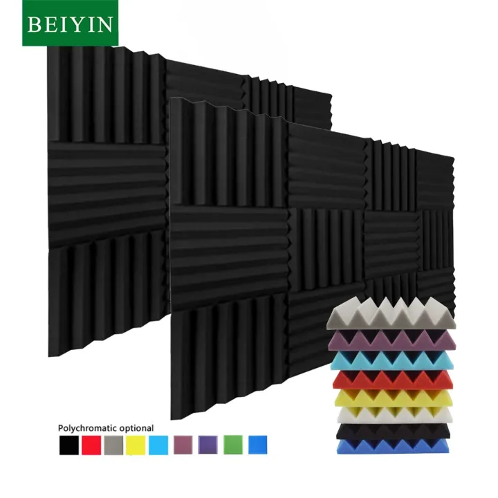 BEIYIN 12PCS Wedge Sonic Acoustical Insulation Foam Sound Absorption ...