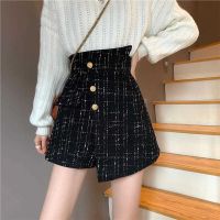 COD ◘⊙✜ The Outline Shop27dgsd6gfd Irregular high waist skirt womens 2021 small fragrance grid short skirt with th不规则高腰半身裙女2021小香风格子短裙气质显瘦A字裙裤