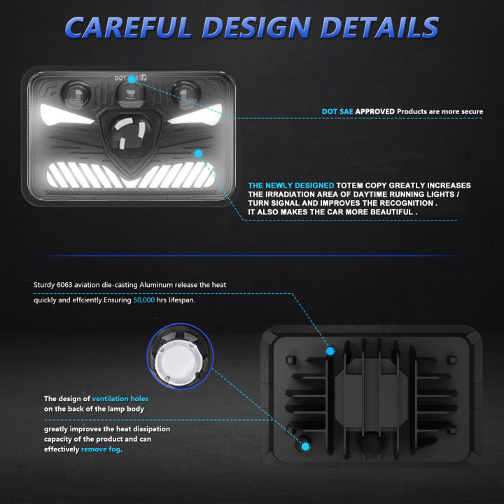 ไฟหน้า-led-4x6ความสว่างสูง-ยกระดับความปลอดภัยและการมองเห็นของรถของคุณด้วยไฟคุณภาพที่เหนือกว่า