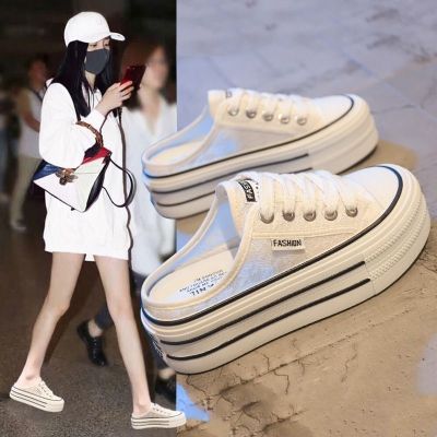 【July】 Internet celebrity Baotou slippers womens summer outer 2023 new thick-soled mesh shoes versatile breathable semi-slippers hot style