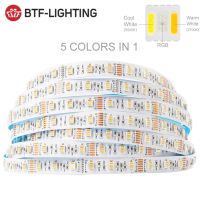 ﹊△✺ 5m DC12V 5050 RGBCCT 5 in 1 LED Lights RGB WW CW 2700K - 6500K Strip Light RGBW RGBWW RGBCW 6pin Ribbon 30 60Led per m White PCB