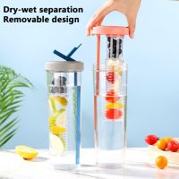 800ml Fruit Infuser Water Bottles Foldable Straw Portable Juice Cup with Filter Leakproof for Outdoor Travel Picnic Juice Kettle