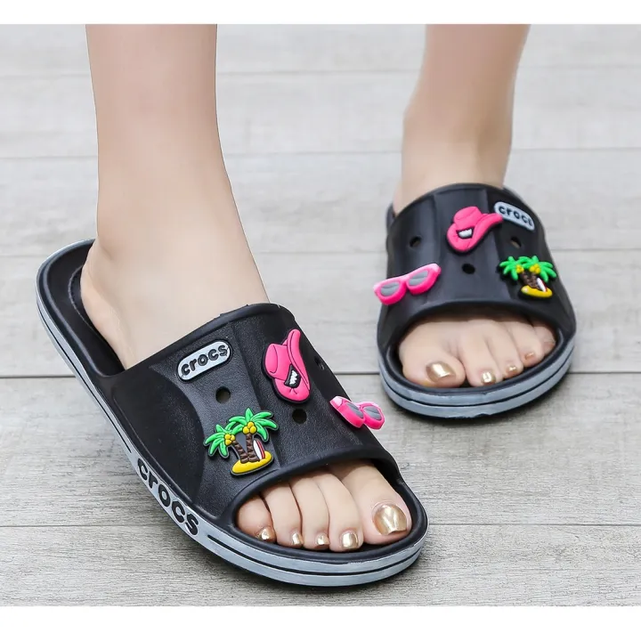 【Spot goods】Miss.Puff Adorable crocs Flip flops for women with free