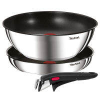 Tefal Ingenio Edition กระทะสแตนเลสไม่ติดกระทะ 3p เตาอบเครื่องล้างจานปลอดภัย ไม่มี PFOA เงิน