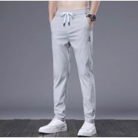 Mens Fashion Oversized Summer Casual Pants Trendy Korean Ultra Thin Ice Silk Pants Male Loose Casual Sports Slim Trouser For Men