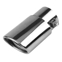 1 Piece Car Exhaust Tip, Car Exhaust Pipe Modification Tail Throat Tail Pipe 2.1In to 1.5In Stainless Steel (Black)