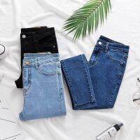 Skinny Jeans For Women Female Denim Pencil Pants Mid Waist Black Color Stretch Elastic Blue Pencil Jeans Plus Size