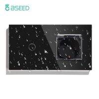 【Aishang electronic】BSEED 1/2/3แก๊ง1WayTouchBathroon Wallwith ฝาครอบเซ็นเซอร์ LightOutdoorSockets กระจกสีดำ