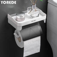 YOREDE ติดผนังห้องน้ำกล่องกระดาษทิชชูม้วนกระดาษชั้นวางห้องน้ำ Organizer ครัวเรือนอุปกรณ์ห้องน้ำโดยไม่ต้องเจาะ