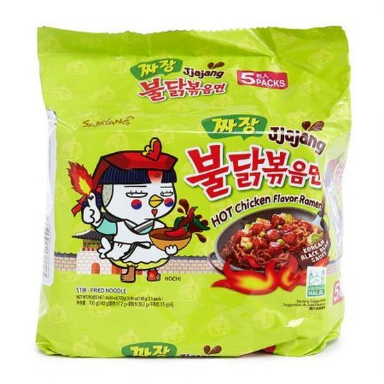 Samyang ซัมยัง ราเม็งกึ่งสำเร็จรูป รสผัดเผ็ดแห้งซอสถั่วดำ 140 กรัม (5 ซอง) SAMYANG Black Bean SauceJjajang 140g. (Pack 5) สินค้านำเข้า สินค้าเกาหลี