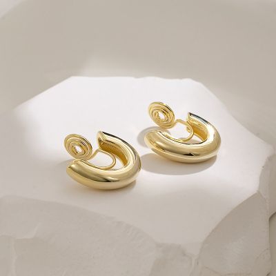 [COD] Cold wind high-end sense C-shaped mosquito coil niche painless ear clips cool earrings female 2021 new