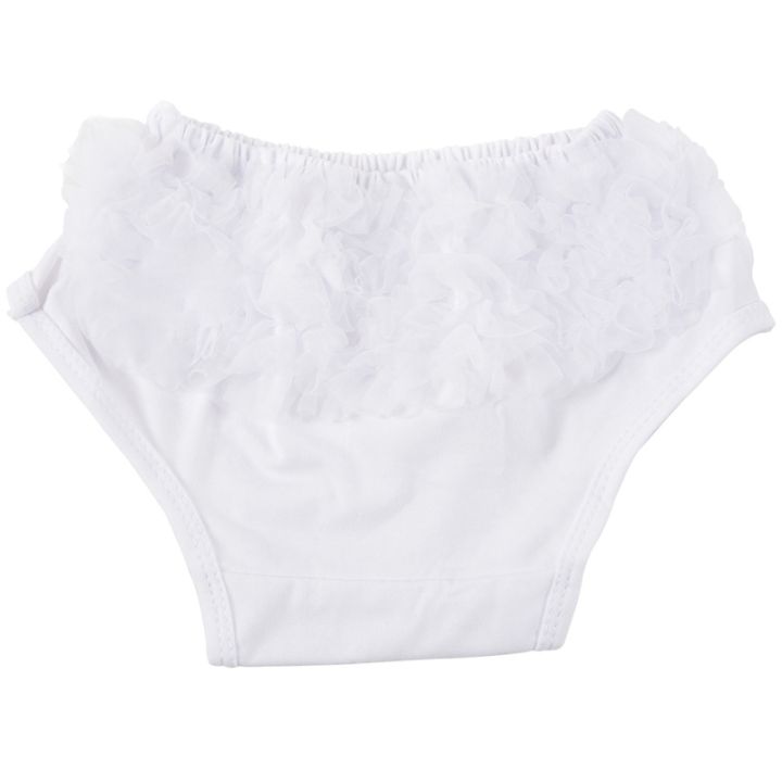 NEW-White Baby Girl Ruffle Bloomers Panties Diaper Cover Image S