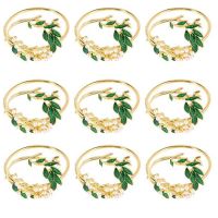 9Pcs Napkin Ring Golden Pearl Flower Napkin Rings for Wedding Party Dinner Table Decoration