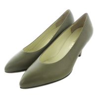 Serenity Leather Pumps Pointed Toe Solid 24 Khaki Footwear Direct from Japan Secondhand