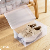 10pcsset Fold Plastic Shoes Case Thickened Transparent Drawer Case Plastic Shoe Boxes Stackable Box Shoe Organizer Shoebox