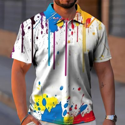 Man Summer Polo Shirts 3d Graffiti Printed Lapel Shirts Everyday Mens Casual Button Tops Oversized Slim Male Golf Clothing 6xl Towels