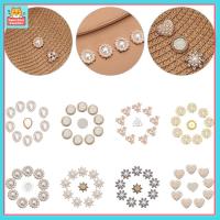 GQBN44V3 10PCS งานฝีมือ DIY เครื่องประดับหมวก รูปดอกไม้ กิ๊บติดผมไข่มุก ปุ่ม Rhinestone เครื่องประดับศีรษะ กระดุมมุก