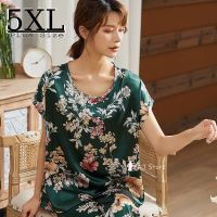 PAJ Women Pyjamas oversized 5x Sleepwear Older Satin Silk Pajams Sets Female Short Summer Nightgown Moms Clothes