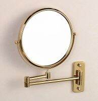 Antique 8" Double Side Folding ss Shave Makeup Mirror Wall Mounted Extend with Arm Round 1x3x Magnifying BM004