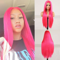 RONGDUOYI Long Synthetic Wig Silky Straight Wigs for Black Women High Temperature Fiber Pink Hair Full Machine Made Cosplay Wig