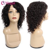 Remy Human Hair Wigs Machine Made Wig Natural Color Ombre Blonde Burgundy Deep Wave Short Hair Style MogulHair