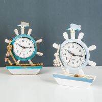 [COD] style wooden ship-shaped iron anchor clock electronic creative home accessories ocean