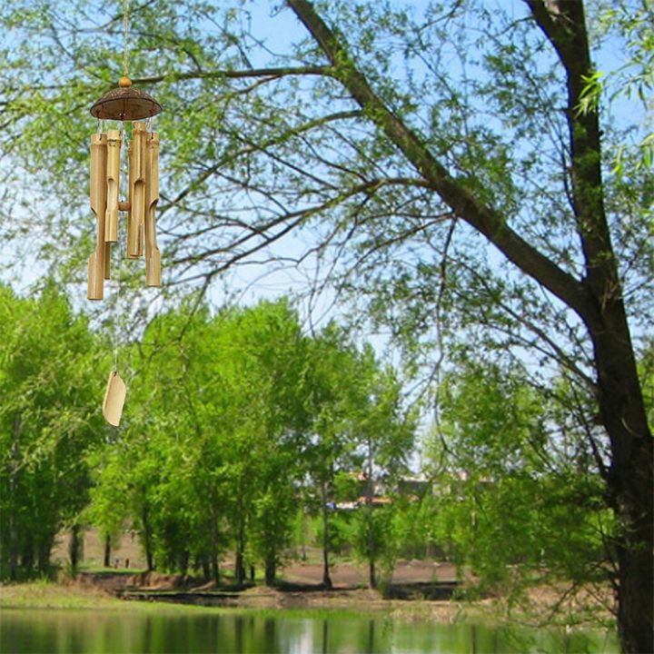 งานไม้ฝีมือระฆังลมไม้ไผ่กระดิ่งขนาดใหญ่ทำมือแขวนผนังในร่มและกลางแจ้ง-windbell-ของตกแต่งแบบแขวนในสวนยาว46ซม
