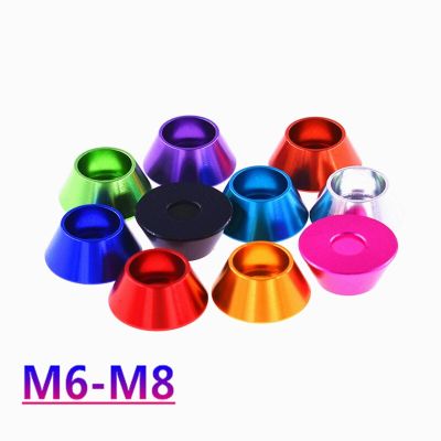 1Pcs OD 17.9mm M6 M8 Aluminum Anodized Colorful Countersunk Umbrella Flat Head Screw Concave Conical Decorative Groove Washer Nails  Screws Fasteners