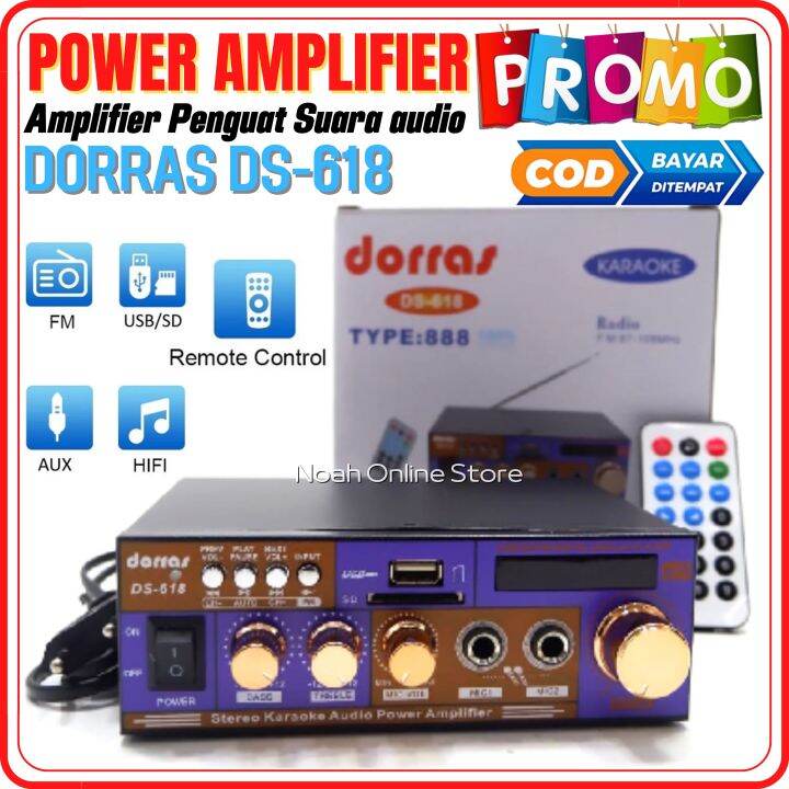 Ampli Mini DORRAS DS618 Power Amplifier AC DC Bluetooth USB FM SD Mp3