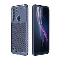 สำหรับ Motorola One Fusion เคส TPU กันกระแทกเนื้อคาร์บอนไฟเบอร์ (สีน้ำเงิน)