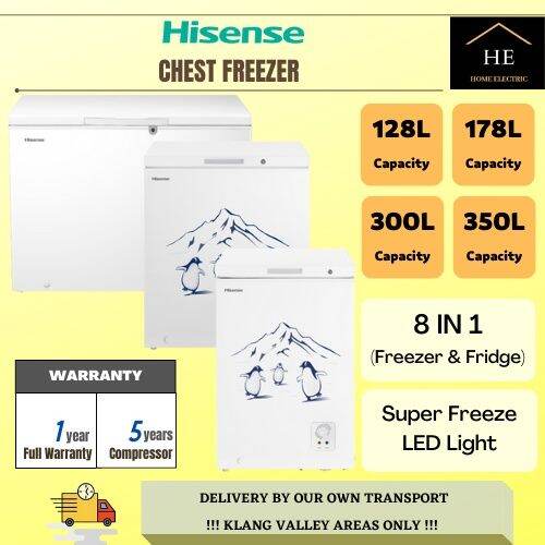 Hisense Freezer 128L/178L/300L/350L Super Freeze 360Cooling Chest