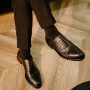 Giày Tây OxFord Đen nam, giày da cao cấp da bò nhập khẩu handmade đánh màu