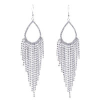 Sparkly Earrings Silver Statement Earrings For Women Teardrop Crystal Chandelier Earrings Long Tassels Dangle Earrings Sparkling Rhinestone Ladies Gifts Statement Earrings clean