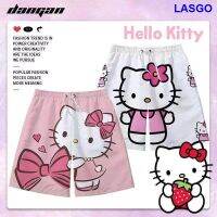 กางเกงขาสั้น Hello Kitty ใหม่สำหรับคู่รักที่มีกระเป๋าเชือกรูดกางเกงชายหาดน่ารักเหมือนกัน