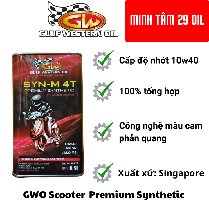 Dầu nhớt Gulf Western Oil Scooter Premium 100 Synthetic 10w40 cao cấp dành cho xe ga, dung tích