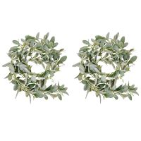 2X Artificial Flocked Lambs Ear Garland - 2Meter Soft Faux Vine Greenery and Leaves for Farmhouse Mantel Decor