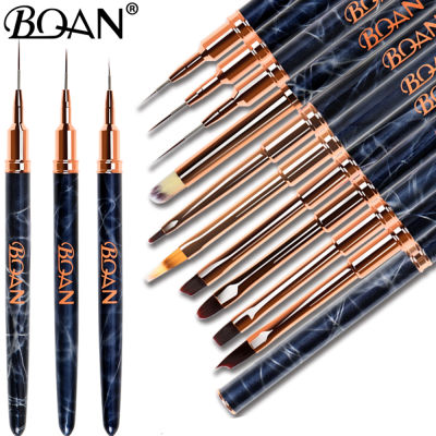 【CW】BQAN Marbling Nail Art Brush Rhinestone Acrylic Liner Brush French Lines Stripes Flower Grid Painting Drawing Pen Manicure Tools