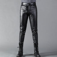 G&amp;MN  【READY STOCK】Spring Summer Autumn Men Leather Pants Slim Fit Elastic Fashion PU Leather Trousers Motorcycle Streetwear