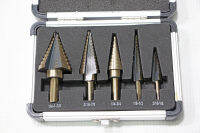 Step Drill Bits ชุดดอกสว่านเจาะขยายรู 5 ชิ้น/ชุด พร้อมกล่องอลูมิเนียม ST200602-5