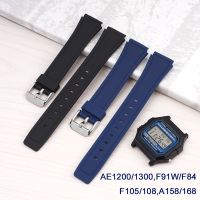 Watch Band Replacement for Casio Black PU Resin Strap 18mm F91W F84 F105 F108 A158 A168 AE1200 A1300 Watch Accessories