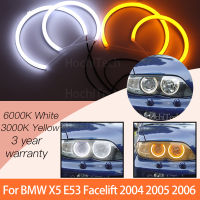 1 Set White+yellow Cotton Light Angel Eyes Halo Ring Kits For BMW X5 E53 Facelift 2004 2005 2006