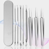 8Pcs Stainless Steel Blackhead Removal Kit Deep Cleansing Cell Clamp Tweezers Closed High Acne Tool Black Dots Remover Tools Use