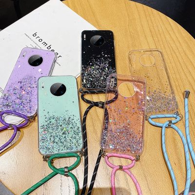 「Enjoy electronic」 Luxury Bling Glitter Lanyard Silicone Phone Case For Huawei Mate 30 20 10 9 P40 P30 P20 Lite Pro Ultra thin Necklace Strap Cover