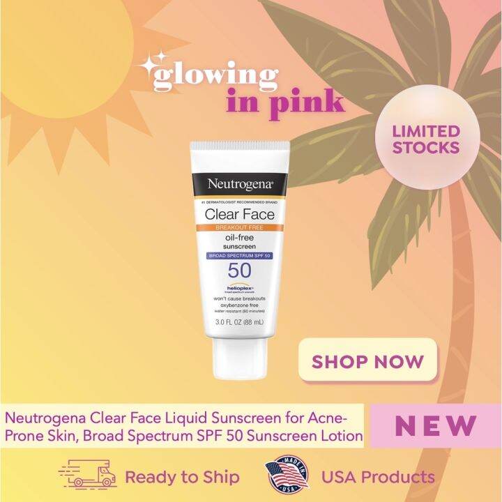 Hot utdjih Neutrogena Clear Face Liquid Lotion Sunscreen for AcneProne