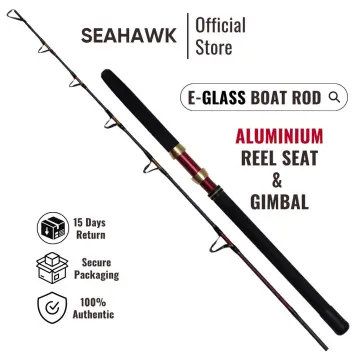 Seahawk Grouper Sensor E-GLASS Boat Rod, Aluminium Reel Seat and Gimbal, Heavy Duty Guides, Bottom and Trolling Fish