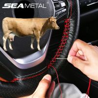 Premium Genuine Leather Steering Wheel Cover 37CM-38CM Anti-Slip Braiding Cover for Steering Wheel Cowhide Steering Protector Steering Wheels Accessor