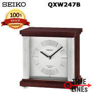 SEIKO นาฬิกาตั้งโต๊ะ รุ่น QXW247B เหมาะโต๊ะทำงาน ตั้งโชว์ พร้อมเสียงเพลง วัสดุทำจากไม้และอลูมิเนียม ทรง Modern QXW